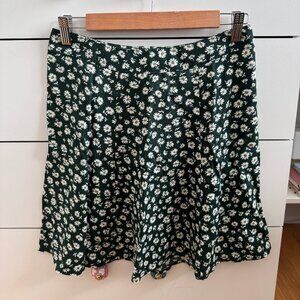 Reformation Flounce Skirt Chiana Green & White Floral Print US Size 6